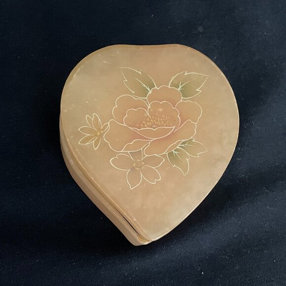 Limoges Pale Pink Genuine Alabaster Trinket Dish Hand Carved and Engraved Floral - Picture 1 of 8